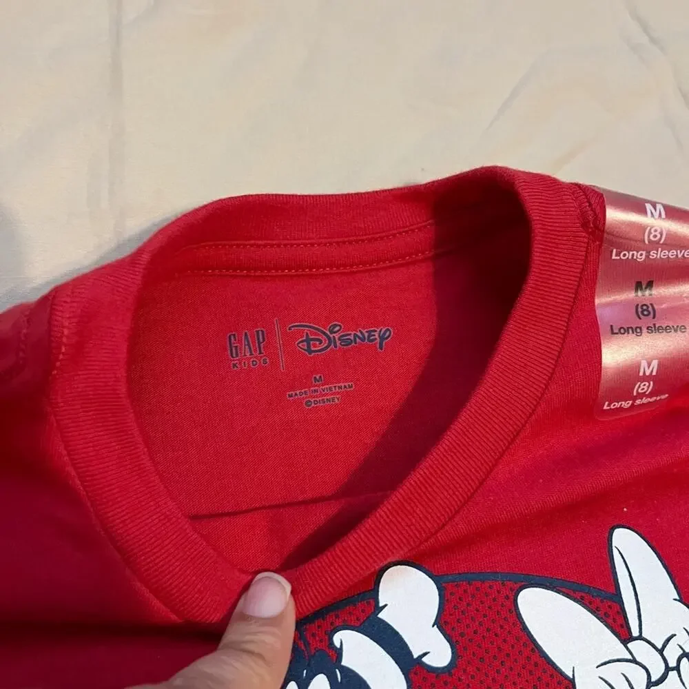 NWT Gap Girls Red Long Sleeve Disney Character Graphic Tee Kids Size Medium